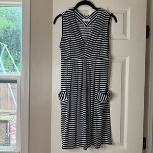 Black and White Striped Sleeveless Dress
